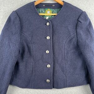 Hammerschmid Jacket Women‎ 44 Blue Loden Wool Trachten Austrian Blazer Tyrolean